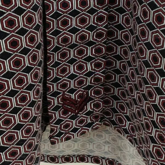 ButterCloth Button Front Shirt Mens Large Geo Commuter Office Career Flip Cuff - Picture 6 of 8